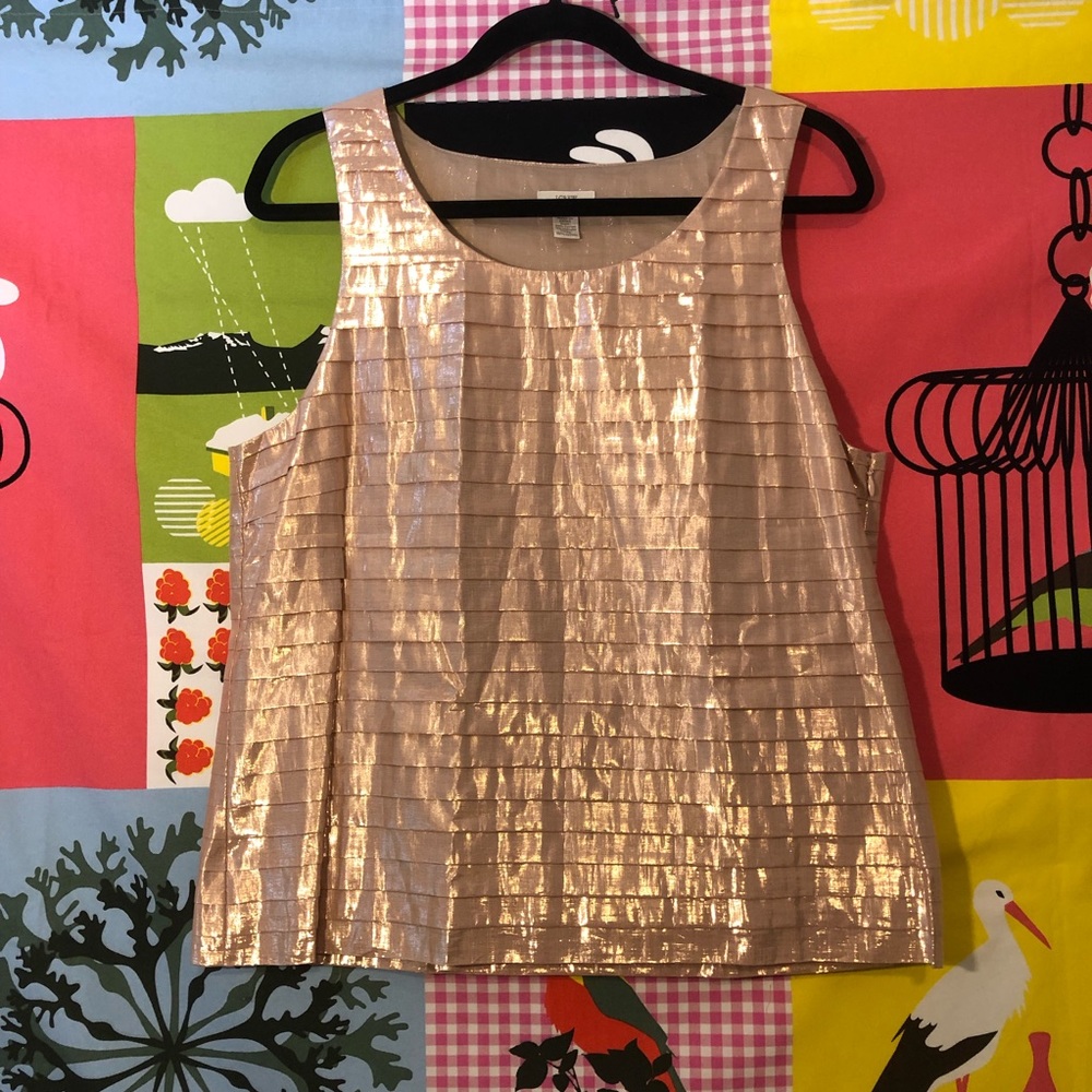 J. Crew Rose Gold Metallic Tank Top size 12